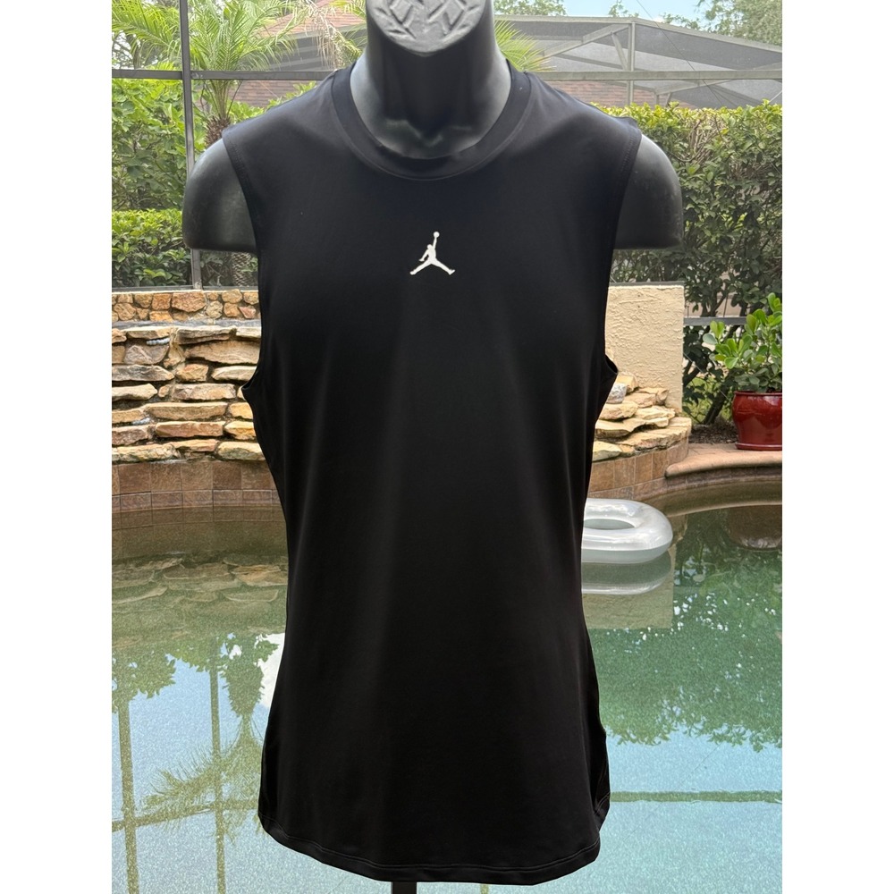 Jordan Dri-FIT Training Top Mens Small Black Sleeveless Tight Fit Jumpman Logo